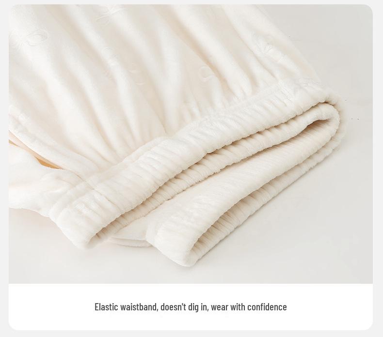 Women's Long-Sleeve Sea Island Velvet Pajamas Set - Winter Warm, Cute Style, Suitable for Outdoor Wear.