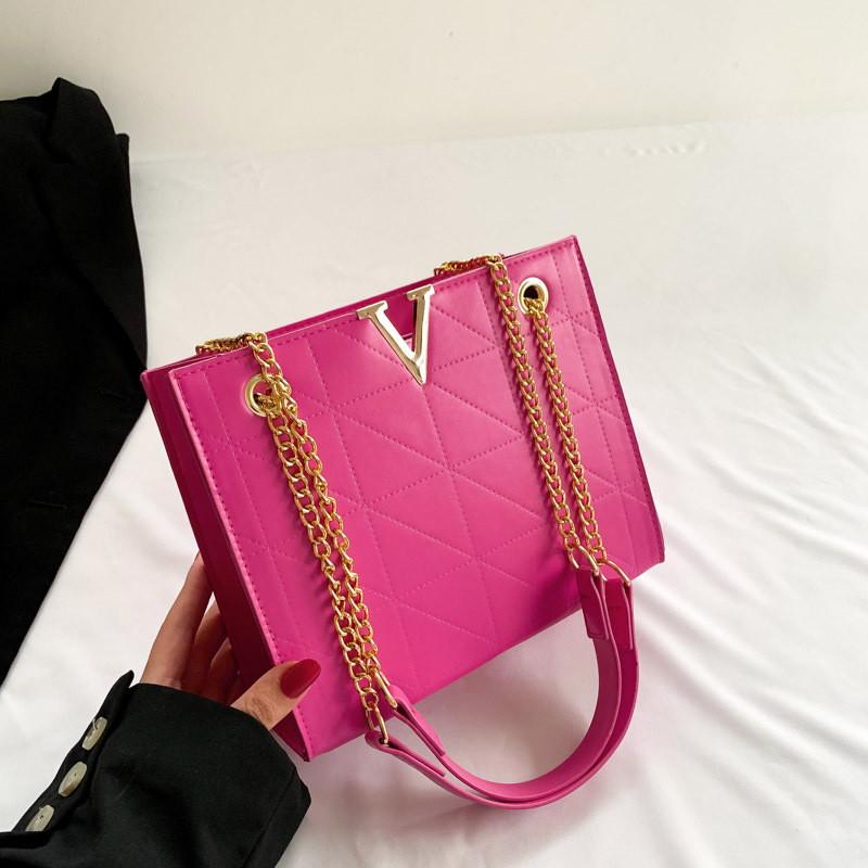 

Trendy Black And White Pu Shoulder Bag For Women With Vintage Simple Design And Casual Style фуксія