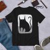STRAIGHT CUT T-SHIRT Black Cat Folk Art Painting Goth Birthday Gifts Funny Outsider Weird Stuff Witchcore Quirky Gothic Punk Emo Witchy Cute