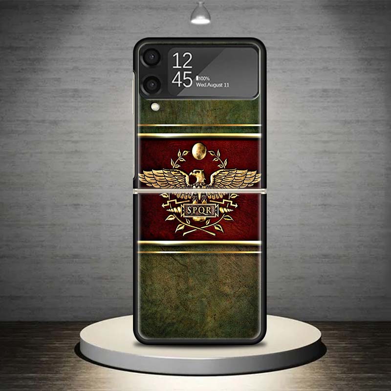 SPQR Roman Imperial Legionv Phone Case For Samsung Galaxy Z Flip 7 6 5 4 3 5G Shockproof Cover Z Flip7 Flip6 ZFlip5 Flip3 Flip4