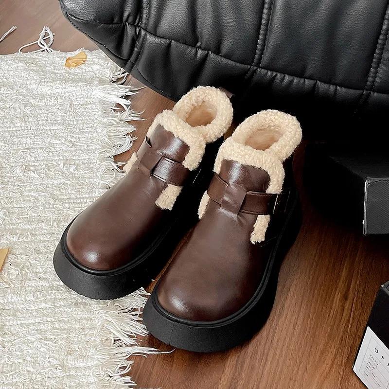 

Увеличивающие рост ботильоны современные ботинки зимние женские туфли с пряжкой на ремешке распродажа 2024 высококачественные женские ботинки с круглым носком на низком каблуке 41 коричневый