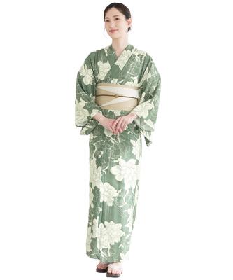 [SOUBIEN] Soubien Yukata 2-Piece Set Floro Women's (YukataHalf-width Obi) Free Size Shinonome Western Flower X Light Beige Ykt10304-obh10028