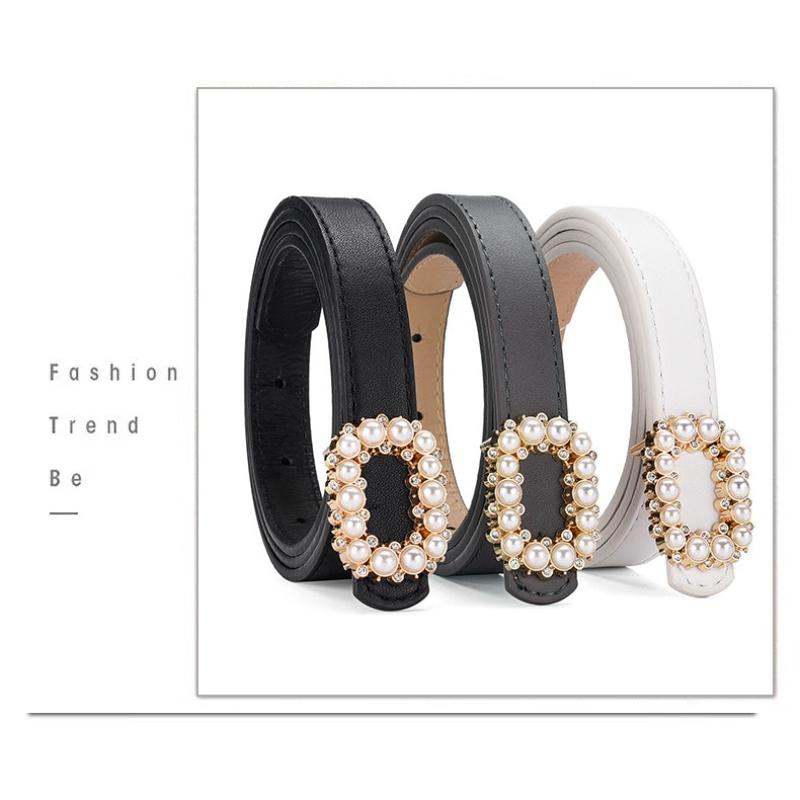High-End Minimalist Pearl-Inlaid Buckle Belt Perfect for Dresses Stylish and Elegant Decorative Sweater Belts for Women