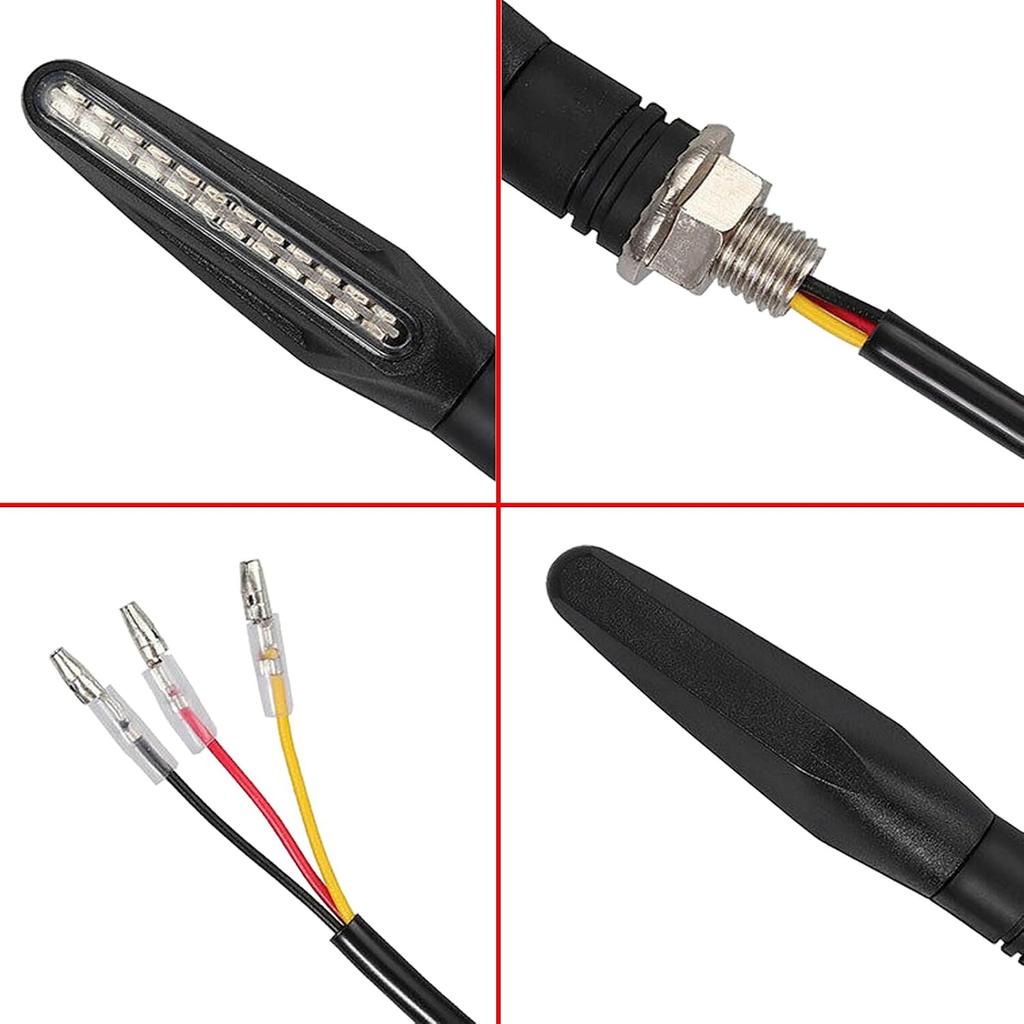 Super Bright 4 PCS Motorcycle Indicators Flowing Turn Signal Brake Lights & Daytime Running Lights 12V for Motorbike Scooter Quad Cruiser Off Road