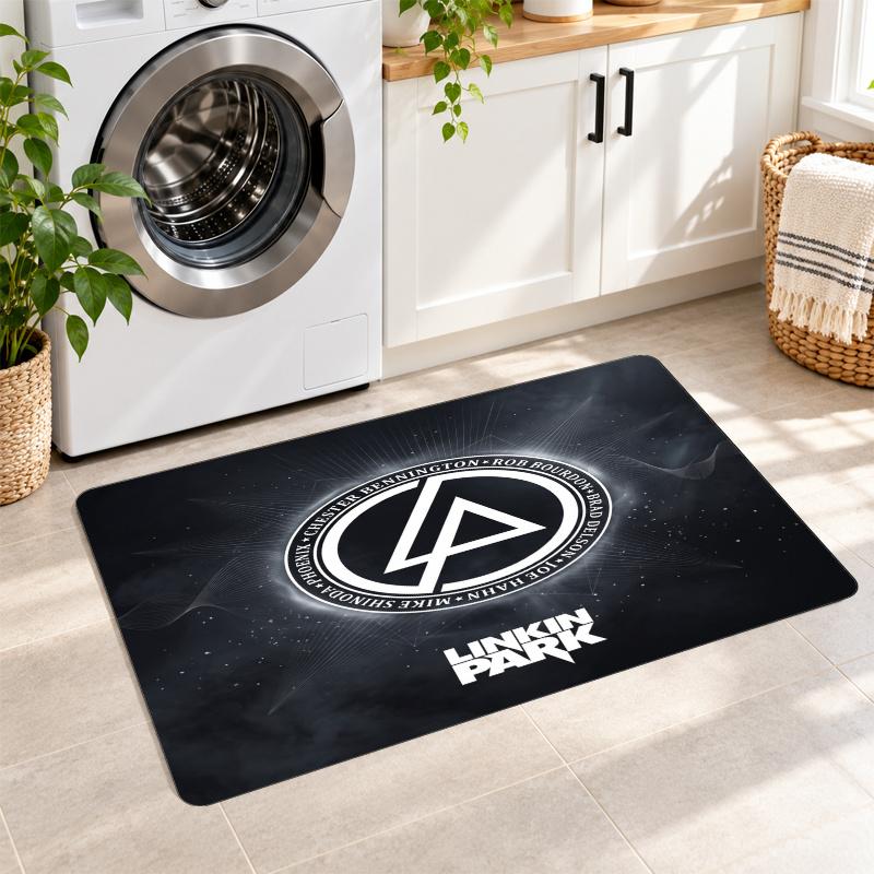 Flanell Küchenmatte Linkin Park Weicher Teppich Rutschfester Bodenteppich Heimdekoration
