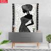 Black And White African Woman Silhouette Wall Tapestry Modern Art Decor 2D Flat Printing