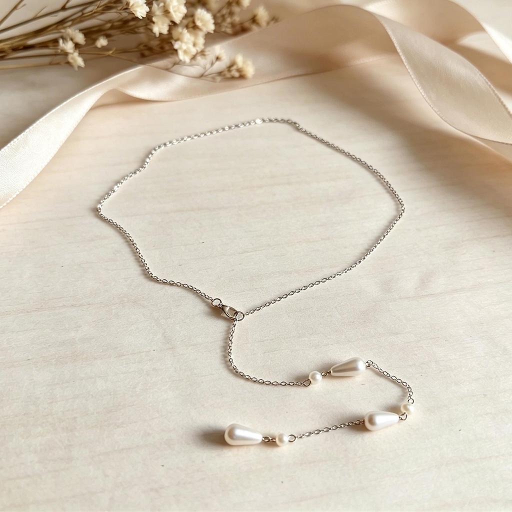 Elegant Water Drop Pearl Backless Necklace and Evening Gown Chain for Women