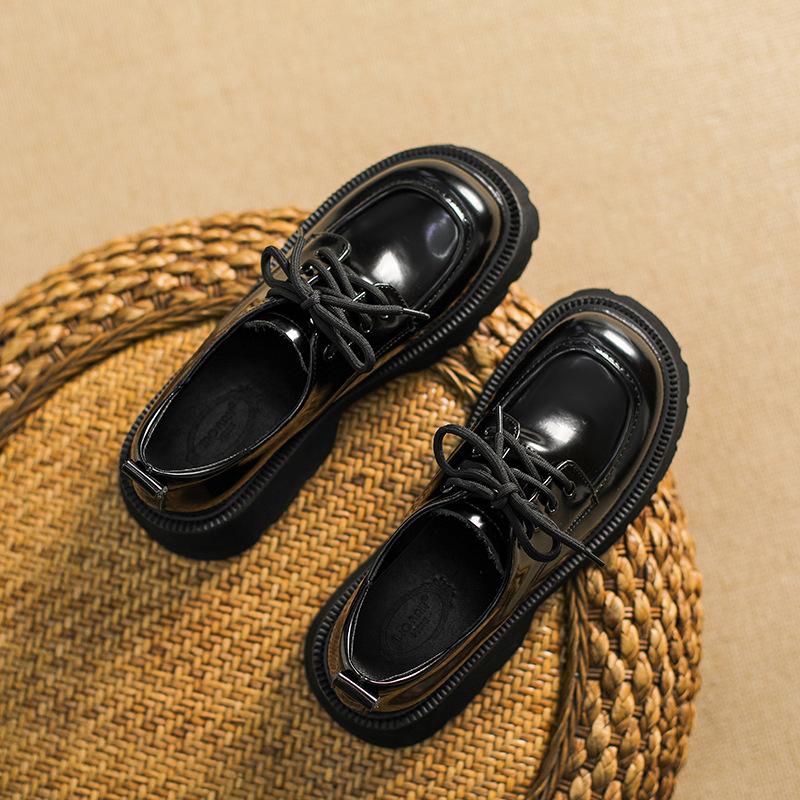 

Платформенные маленькие кожаные туфли женские весенние новые кожаные туфли для униформы в студенческом стиле на шнуровке маленького размера 3 3 40 чёрный