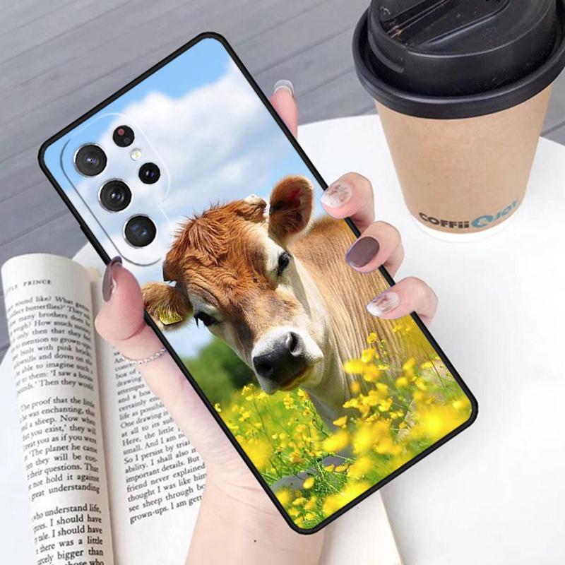 Funny Cow Face phone case Cover For Samsung Galaxy S24 S25 Ultra S21 S22 Ultra S10E Note 10 Plus Note 20 FE S23