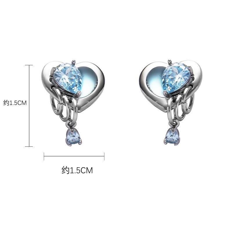 Sweet and cool pink love stud earrings personalized original earrings s925 silver needle Spice Girl temperament ears