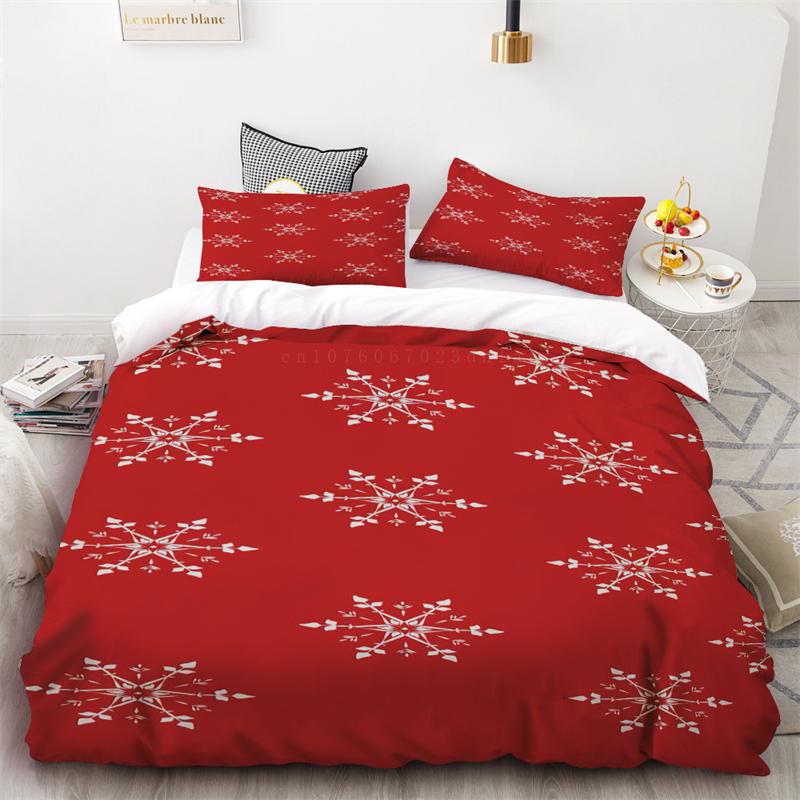 Duvet Cover Christmas Snowflakes Black Background Three Piece Collection One Quilt Cover Two Pillowcases Single Double Queen King