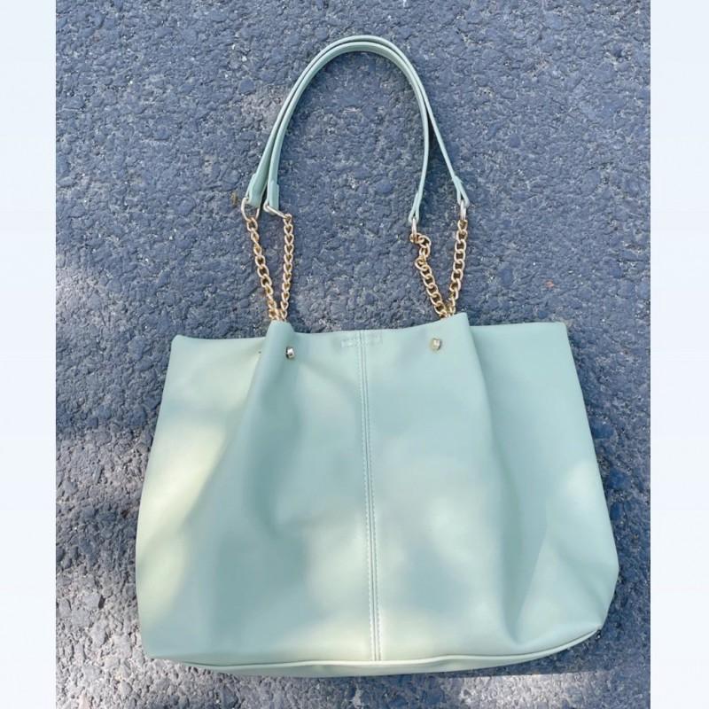 Niche Design Large Capacity Matcha Green Tote Bag Women's Fashionable One-shoulder Underarm All-match Chain