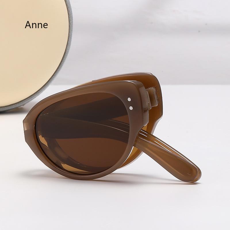Retro Cat Eyes Foldable  New High-end Fashion-proof Sun Protection And Ultraviolet Narrow Frame Sunglasses gafas de sol