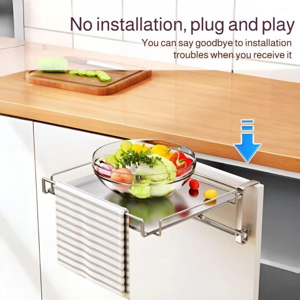 Stainless Steel Foldable Countertop Storage Rack Compact Design Cabinet Door Organizer  Home Pantry