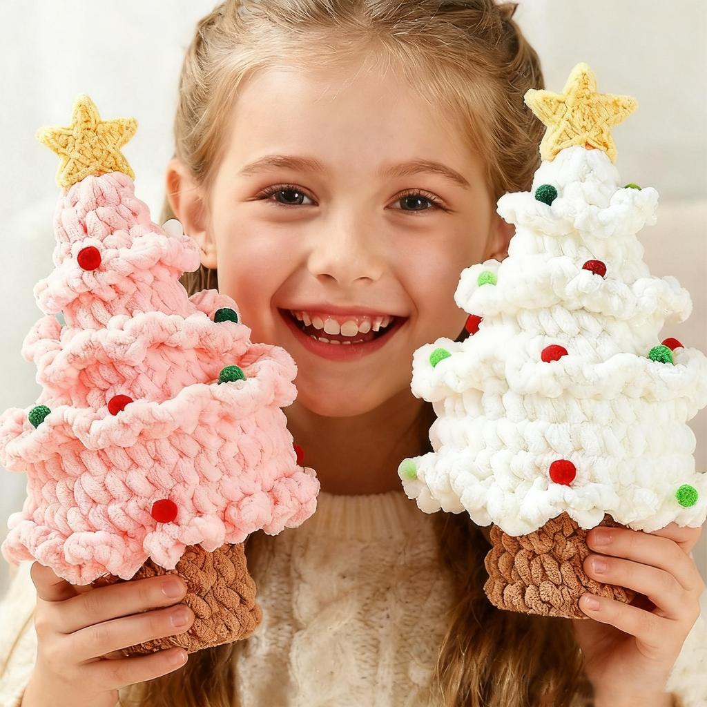 Handmade Knitted Christmas Tree Ornament – Creative Holiday Yarn Decoration For Home, Table, And Gift Display