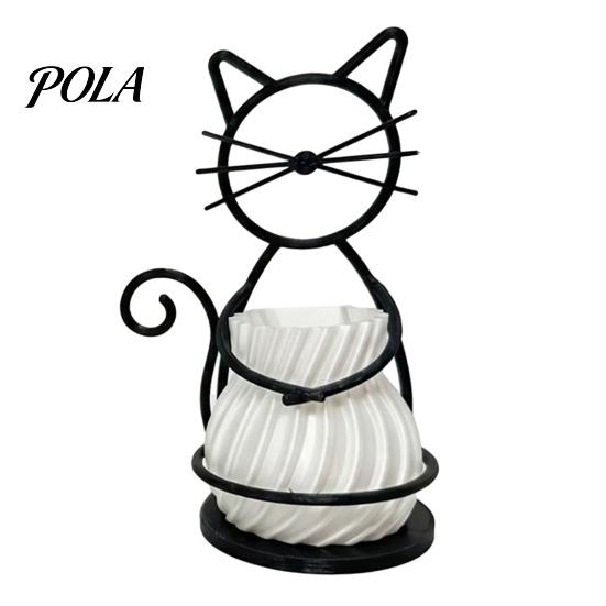 Textured Flower Pots Cat Pot Holder, Multifunctional Desktop Vase Pen Organizer for PLA Small Plants, Minimalist Stand with Pots, Home Decor