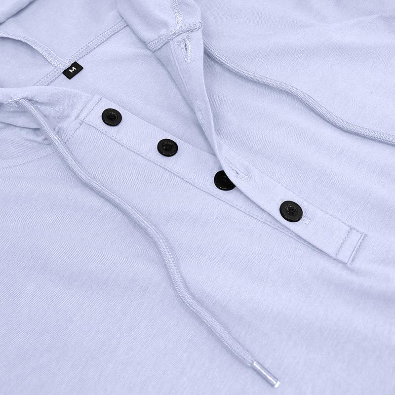 Men's Cross-border Henley Sport Hoodie: Short Sleeve Outdoor Running Fitness Top