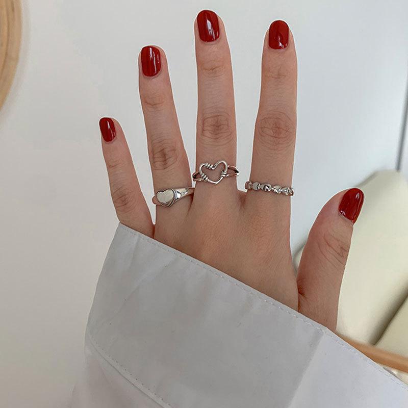 Beautiful Silver 925 Vintage Heart Open Ring For Women Adjustable Stylish Jewelry Finger