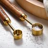 8-Piece Rose Gold Stainless Steel Measuring Spoon & Cup Set with Acacia Wood Handles