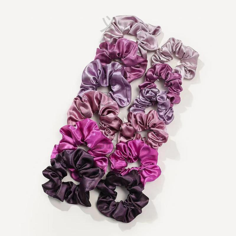 12Pcs Soft Simple Solid Color Hair Ties Korean Style Satin Scrunchie Suitable For Wearing In All Settings Hair Accessories