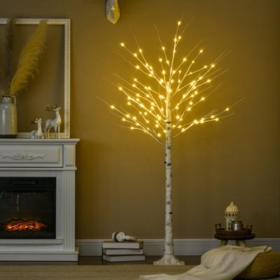 LED Light-Up Tree, Warm White Light Decoration, 96 LEDs, 180cm, Christmas Decoration, Bedroom, Home, White
