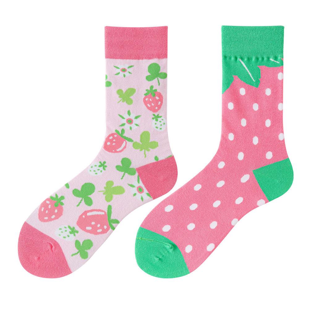 SMLSOX Summer Asymmetrical Mandarin Duck Couple Mid-Calf Colorful Christmas Cotton Fashion Socks