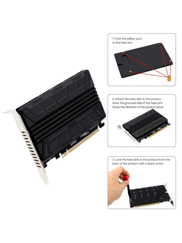 All Aluminum Heatsink Heat SSD Radiator Pad for NVME M-KEY PCI-E 16 Array pansion Card Metal Cooling Pad