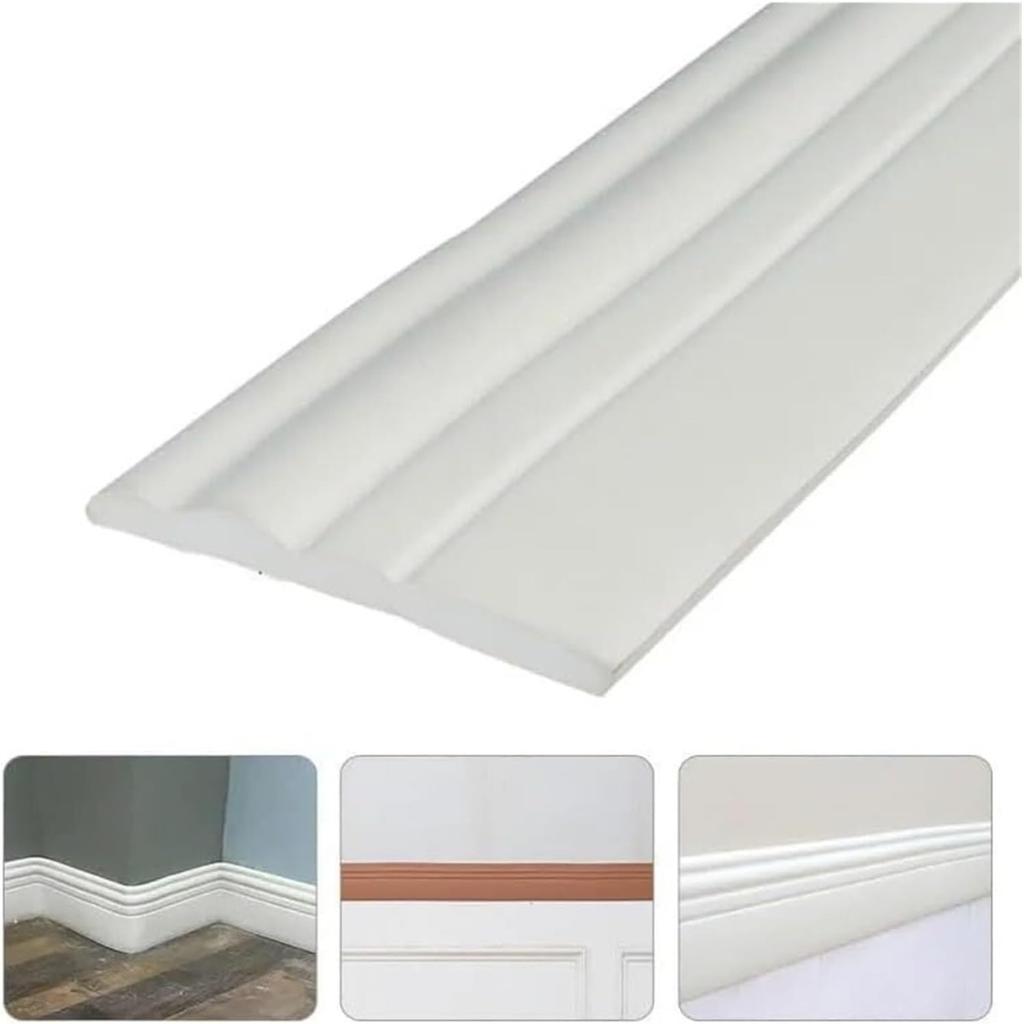 6.56Ft Flexible Wall Base Moulding Trim, Peel and Stick Rubber Baseboard Molding,4Inch Wide Flexible Molding Vinyl Wall Base Cove Base