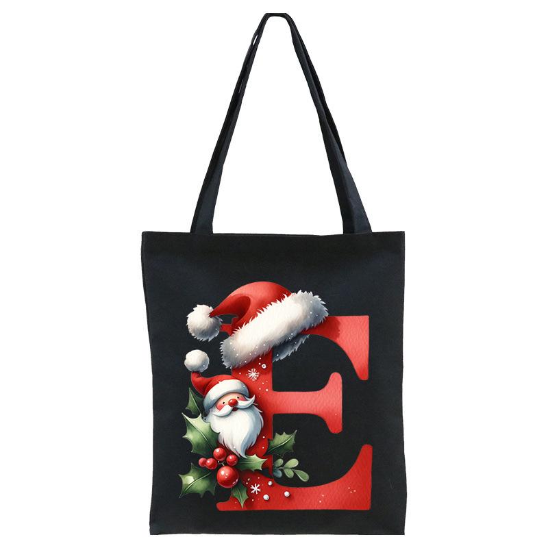 English letters A-Z Christmas number print student casual canvas tote bag