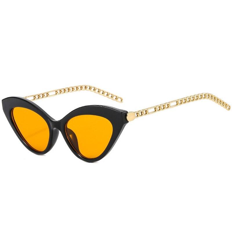 Retro Cat Eye Colorful Sunglasses Women Brand Designer Trending Men Metal Chain Shades UV400 Dark Green Sun Glasses