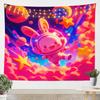 Dreamy Pastel Cloud Tapestry, Colorful Candy Sky with Glitter Stars Design, Bohemian Wall Art for Teen Room & Nursery