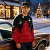 Men's Casual Loose Fit Printed Neck Long Sleeve T-Shirt for Daily Wear