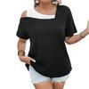Large size women's fake two-piece T-shirt spring and summer new loose casual style contrasting top