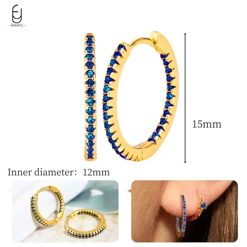 925 Silver Ear Buckles Fashion Hoop Earrings Dark Blue Crystal Pendant Gold Earrings High Women's Jewelry Luxury Gifts