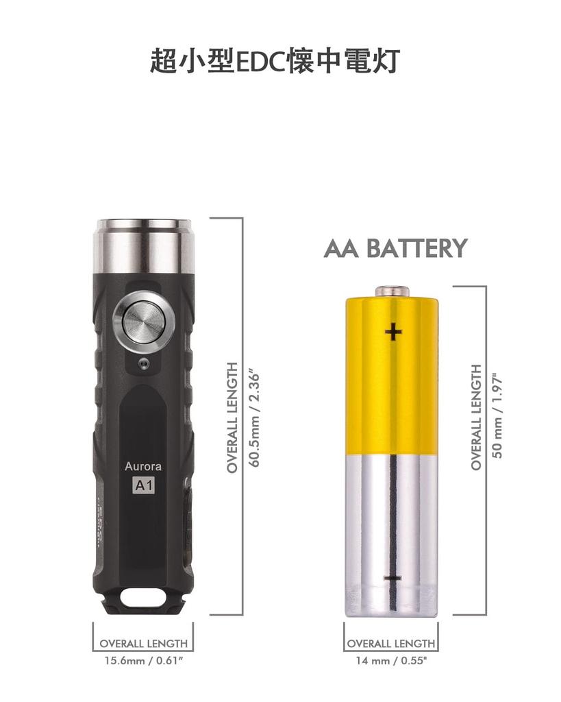 RovyVon Aurora A1-G4 EDC Keychain Flashlight, High Lumens, USB-C Rechargeable, 650 Lumens, 6500K Mini Keyring Torch, Pocket Size (Black)