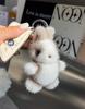 Cute Rabbit Real Mink Fur Key Chains Plush Bunny Toy Girls Schoolbag Charm Ornaments Women Car Keyrings Rearview Mirrors Pendant