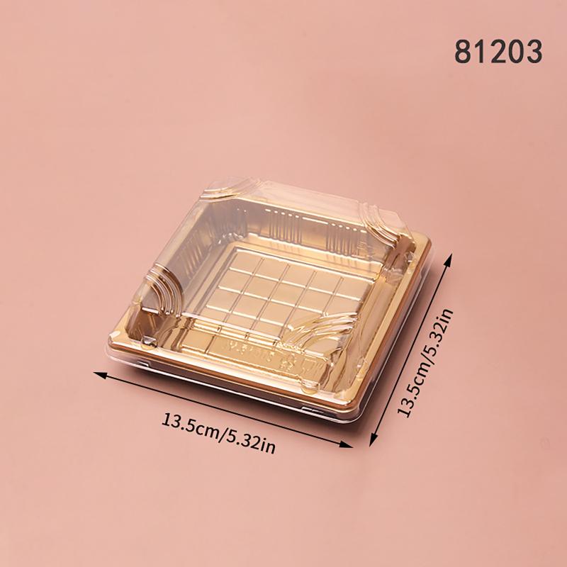 10 Pcs Disposable Sushi Box Home Takeaway Beef Lamb Sliced Salmon Covered Packaging Box Square Sushi Plate Meal Box Containers