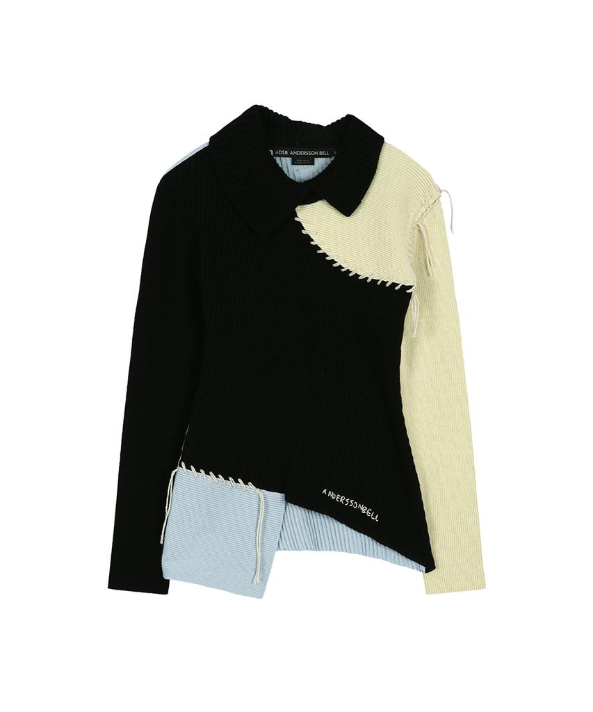 ADSB ANDERSSON BELL Asymmetric Panel Collar Sweater Atb1476W(Black)