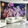 Genshin Impact Poster Wall Tapestry Aesthetic Wall Hanging Printed Fabric Blanket Decorative Tapestries for Bedroom Living Room Home Decor