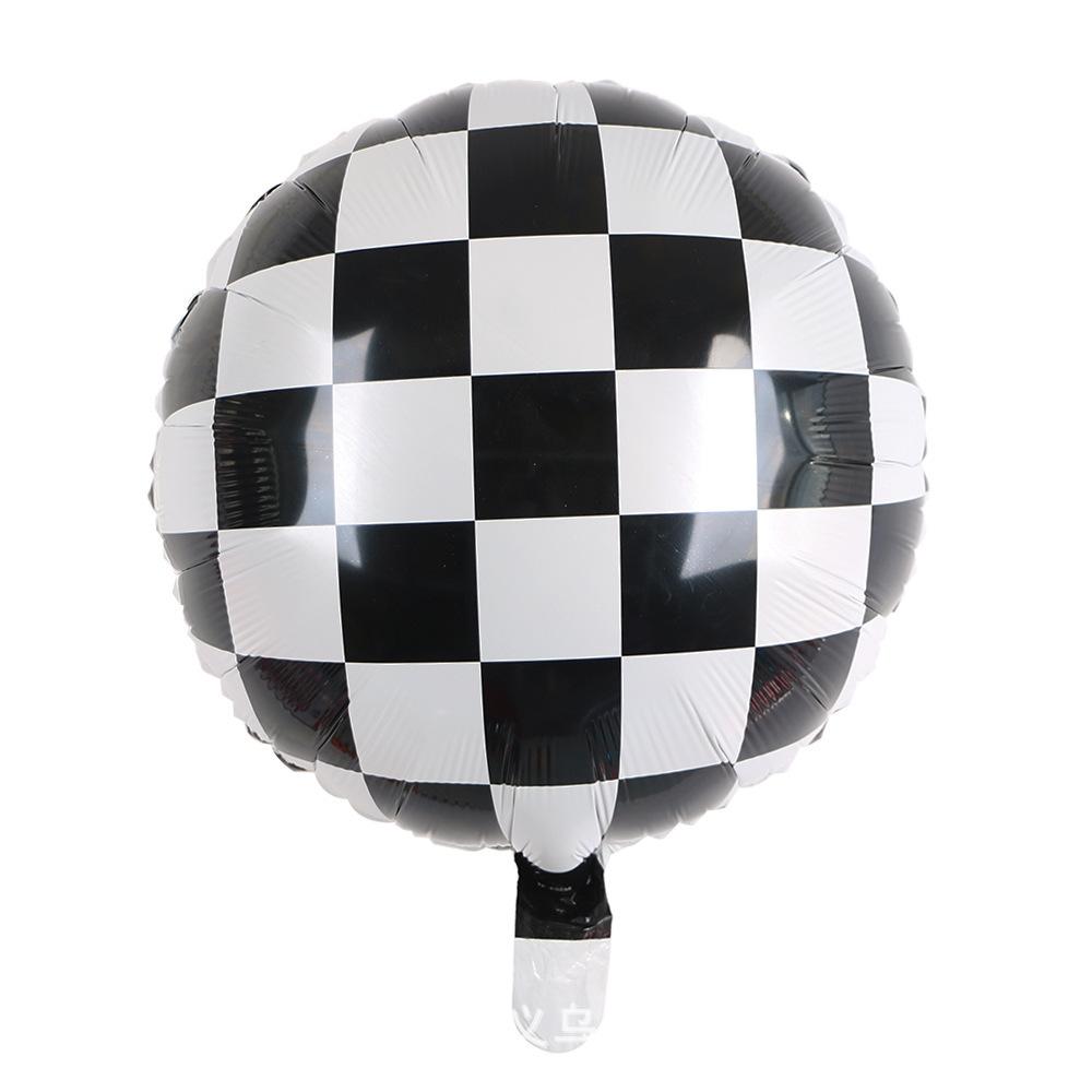 

Tire Helmet Balloon 18 Inch Black And White Plaid Round Aluminum Film Balloon Racing Theme Party Decorative Balloon 18 inch black and white grid ball