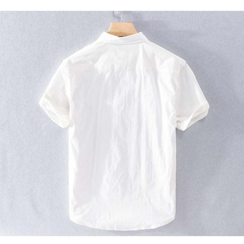 Summer Fashion Mens Shirts Daily Casual Shirt Youth Simple Men Tops Solid Color Lapel Collar Pocket Short Sleeve Shirt Youth Fresh Men Clothing