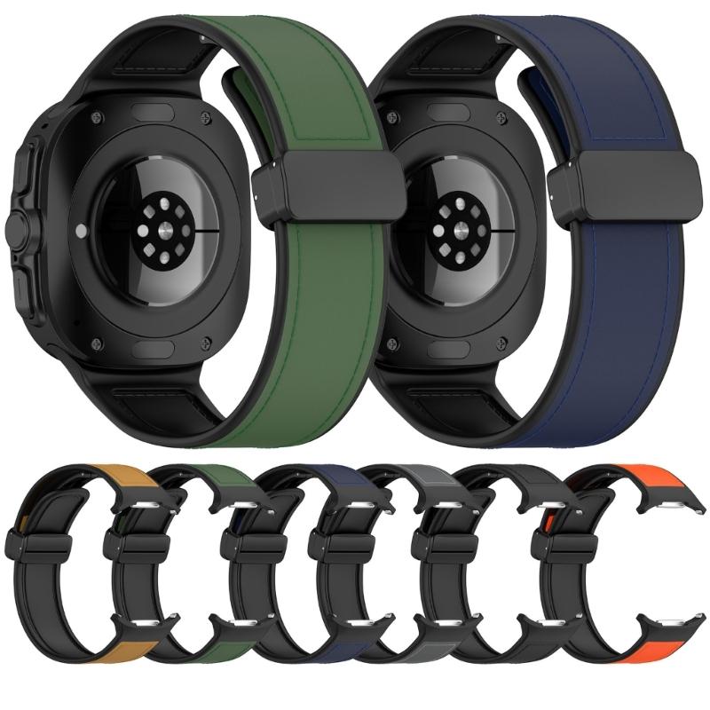 Magnetic Closure Silicone Leather Straps Bracelets For 47mm Smartwatch Adjustable Fitness Outdoor Business Compatible