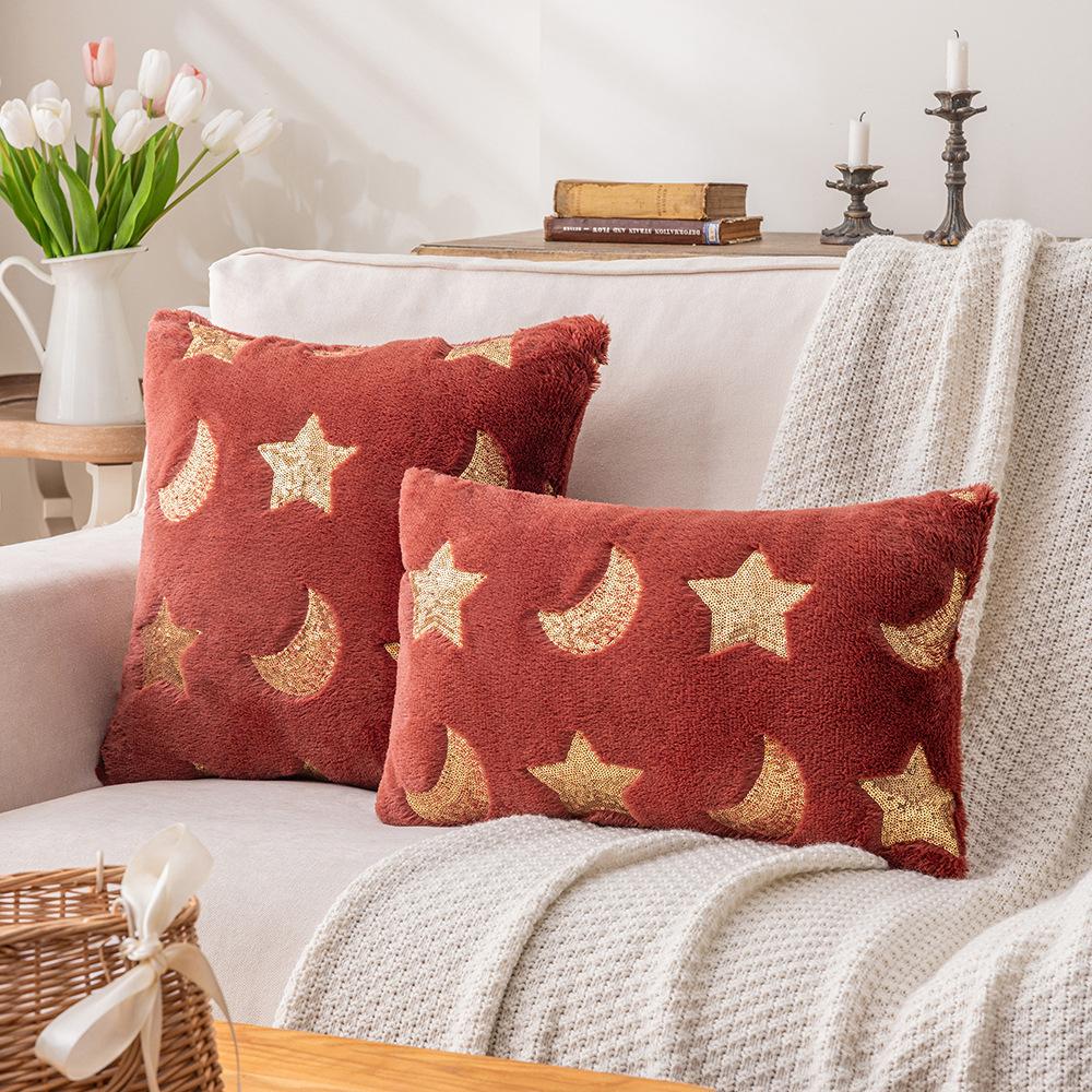 Star Plush Pillowcase Ins Style Soft Plush Living Room Sofa Pillow Cushion Waist Pillow Moon Festival Decoration