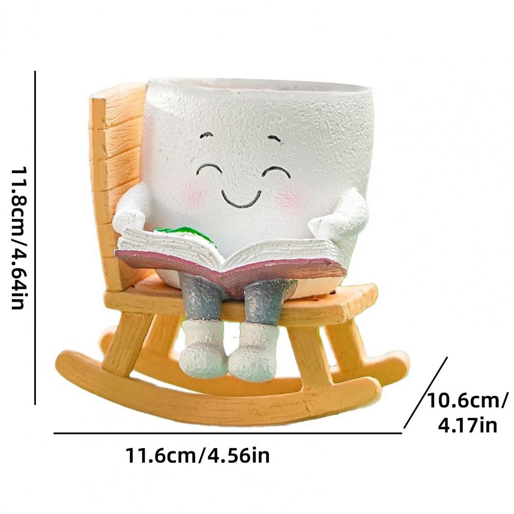 Funny Flower Pot Teacher Appreciation Gift Cute Chair Flower Pot Smile Face Planter Set for Indoor Outdoor Plants