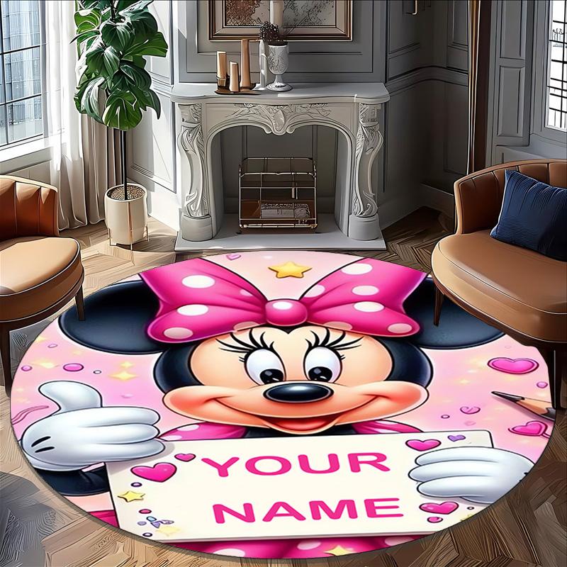 Customizable Minnie (8) Round Non-Slip Carpet - Ideal for Garden, Picnic, Office, Perfect for Decoration, Suitable For All Seasons