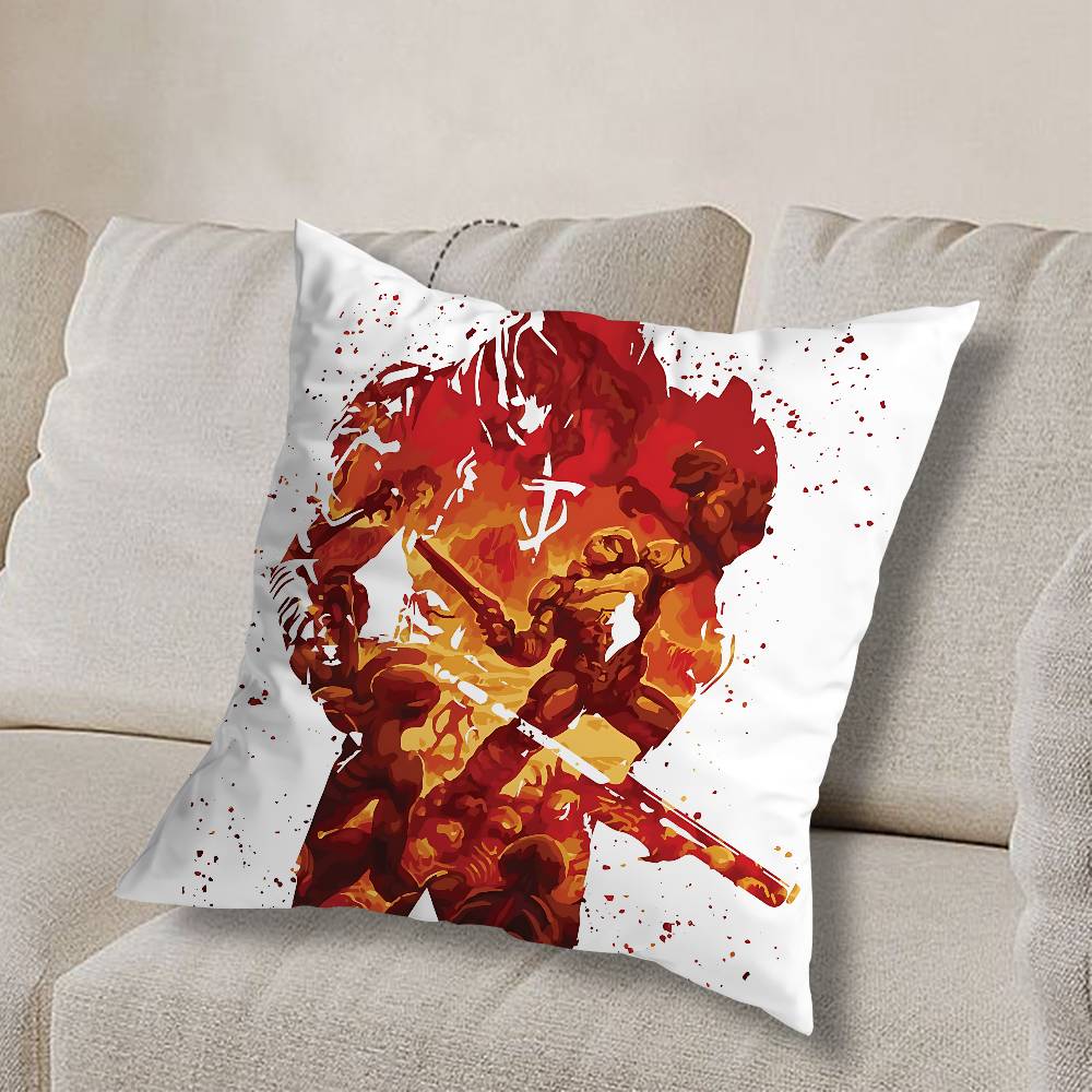 Game Doom Invincible Hero Pillow Case Anti-dustmite Pillowcase Invisible Zipper Silky Short Plush Sofa Cushion Cover