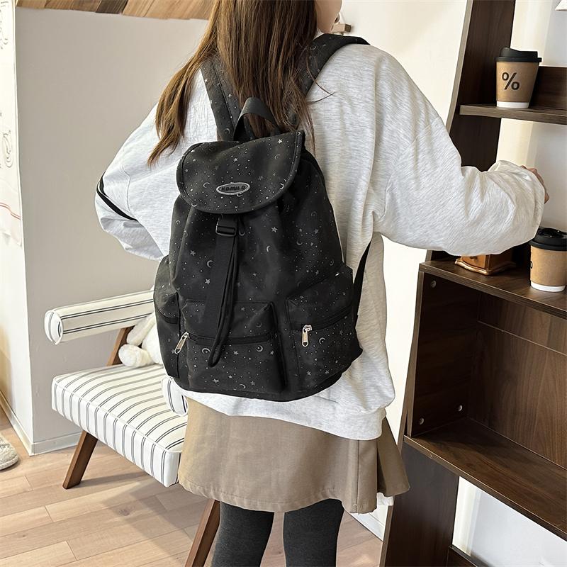 Star Print Women's Lightweight Travel Backpack Nylon Student Schoolbag