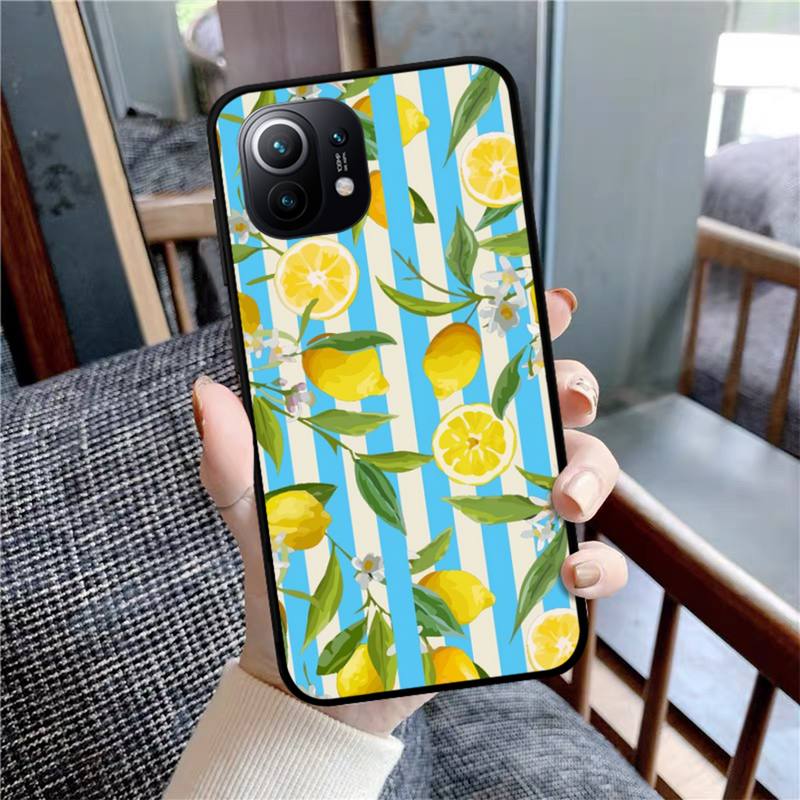 Sommer grüne Blätter Frucht Zitrone Pfirsich Handyhülle Für Xiaomi Mi Note 10 Pro 8 Lite 9 Se 10T 6X 6 5X 5 F1 Mix 2S Max 2 3 Hülle