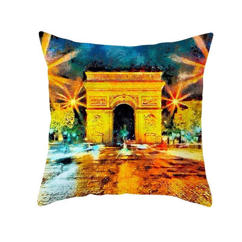 Notre Dame Cathedral French Landscape Pillow Cover European Print Cushion Waist Pillow Cover