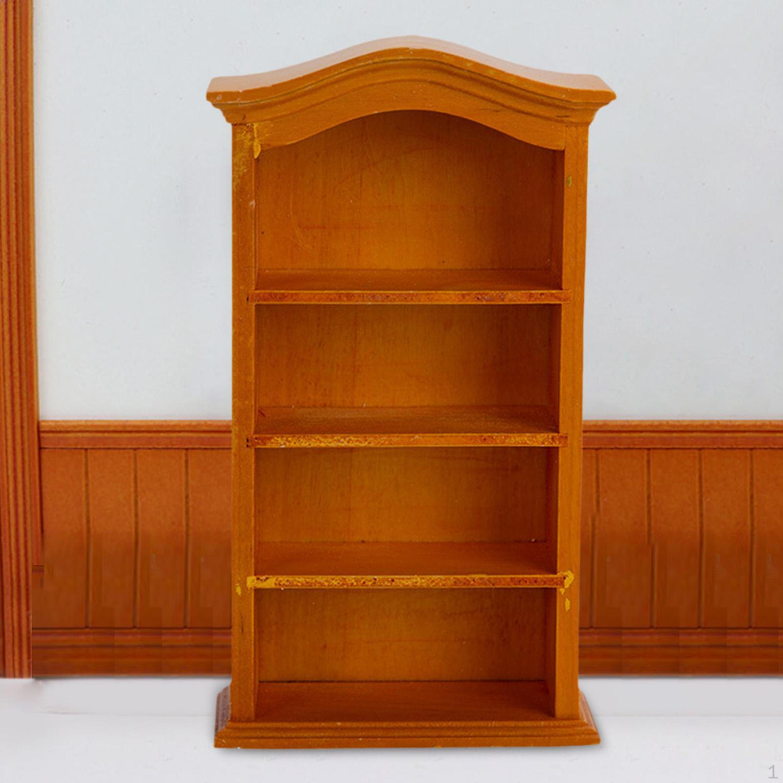 

Dollhouse Miniature Bookcase Cabinet Sturdy Pretend Play 1:12 1:6 Scale Accessory Handmade Yellow